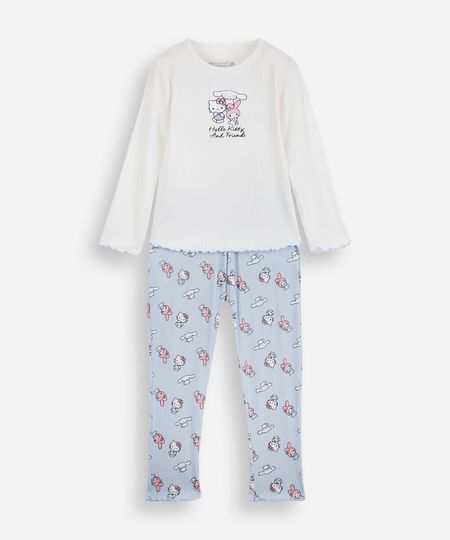 pijama longo infantil hello kitty e amigos off white 8