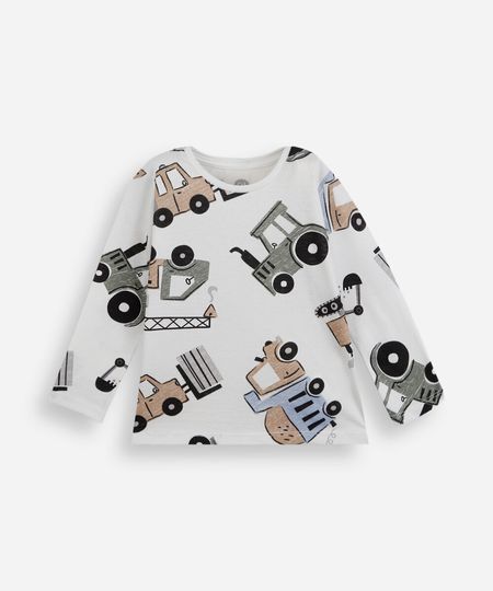 camiseta infantil de algodão manga longa estampada off white 2