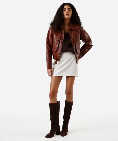 saia curta feminina de veludo cotelê bege 38 saia curta feminina de veludo cotelê bege 38