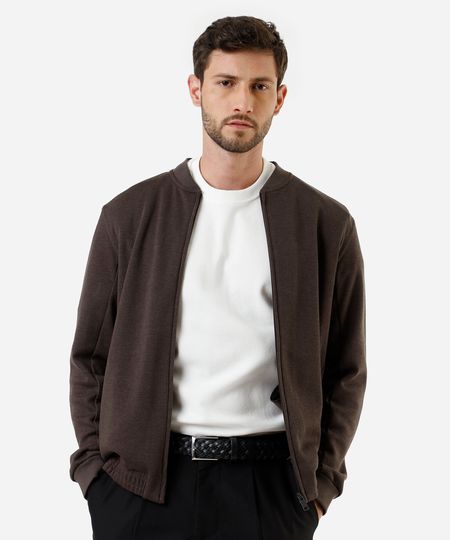 jaqueta bomber masculina de moletom texturizada marrom M