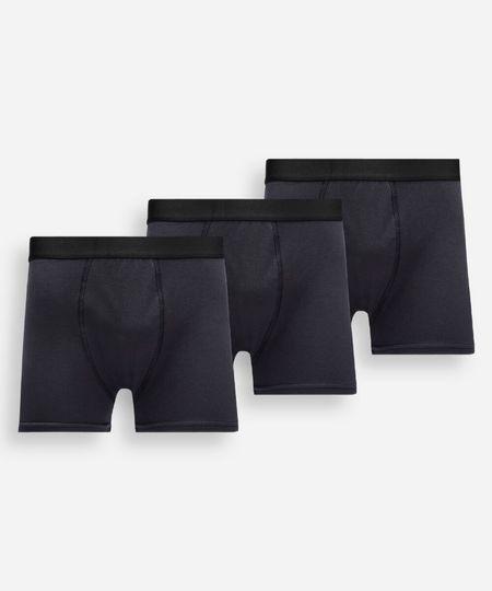 kit de 3 cuecas boxer masculina de algodão preto M