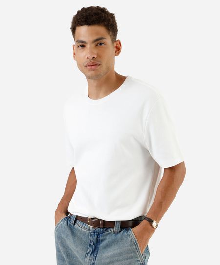 camiseta de algodão peruano bold manga curta branca P