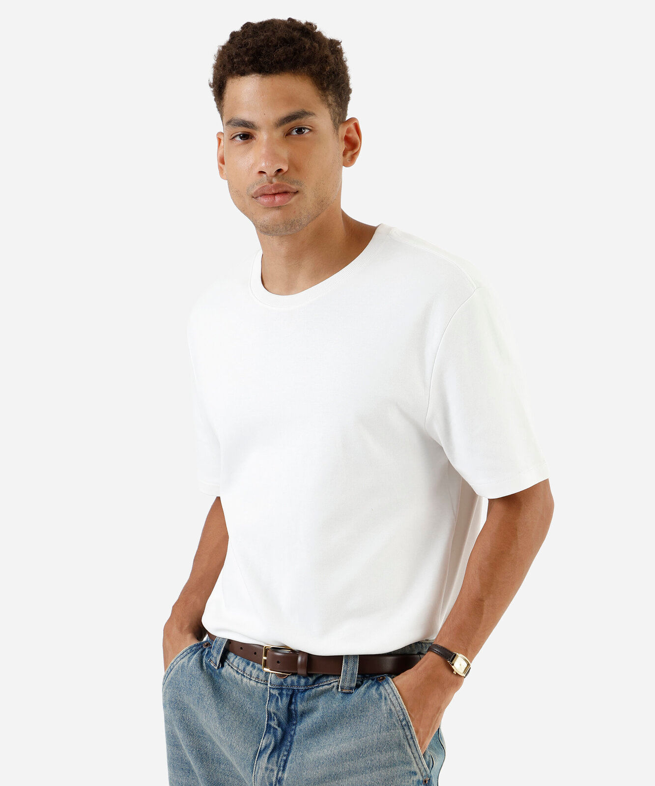 camiseta de algodão peruano bold manga curta branca