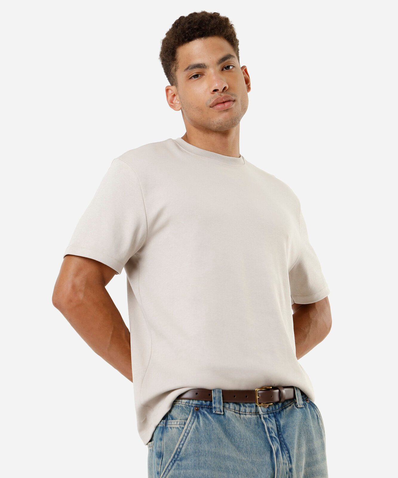 camiseta de algodão peruano bold manga curta cinza