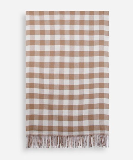 cachecol feminino xadrez bege UNICO