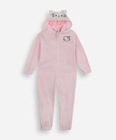 pijama longo infantil com capuz hello kitty rosa 12 pijama longo infantil com capuz hello kitty rosa 12
