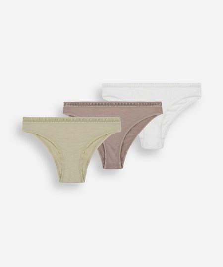 kit de 3 calcinhas biquíni feminina de viscose  - sortido (kit) M