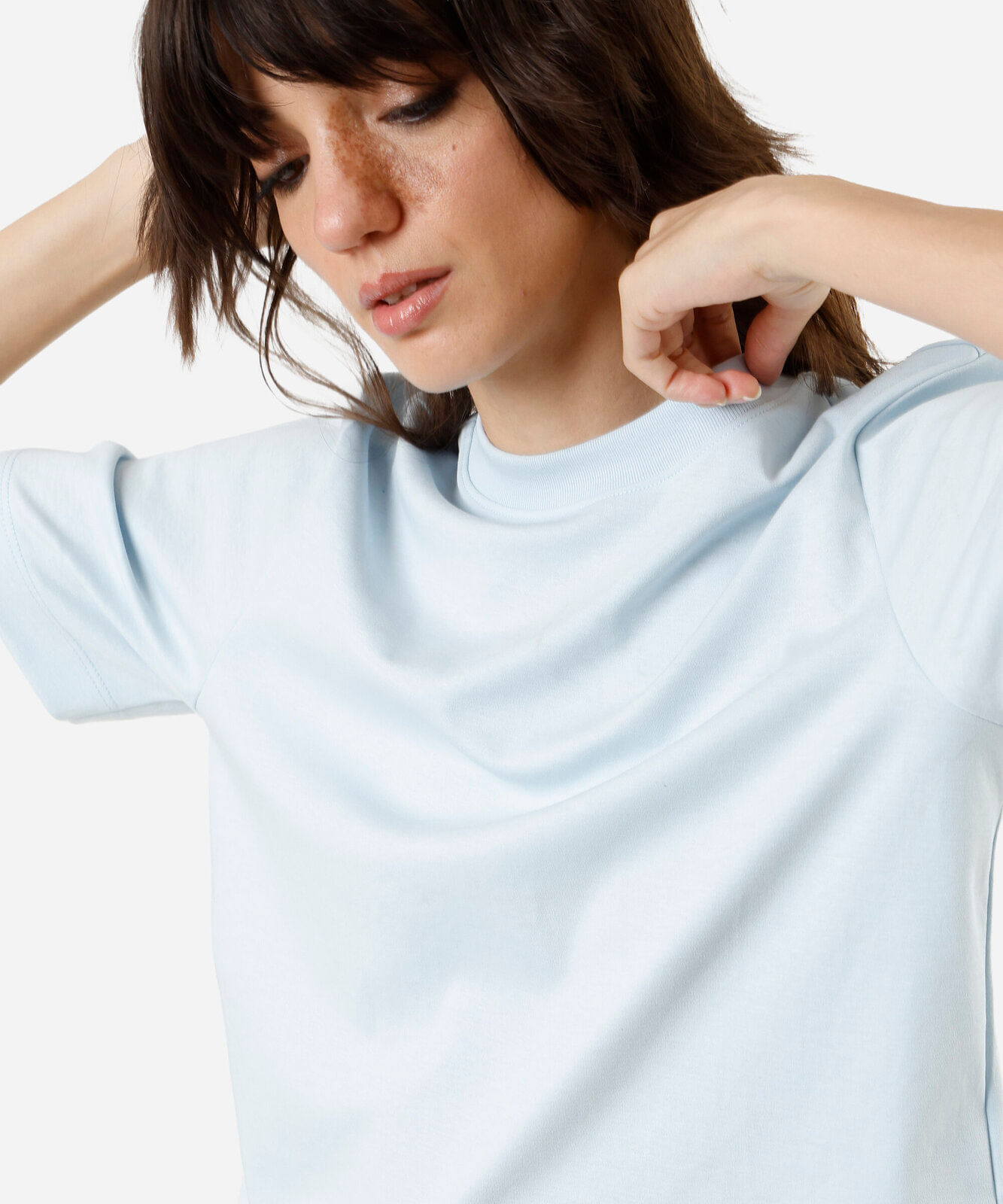 camiseta boxer feminina de algodão peruano interlock azul