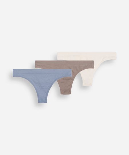 kit de 3 calcinhas fio dental feminina sem costura colorido P