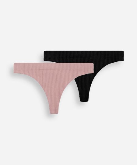 kit de 2 calcinhas fio dental feminina canelada colorido P kit de 2 calcinhas fio dental feminina canelada colorido P