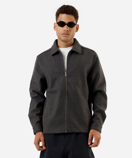 jaqueta masculina texturizada cinza G