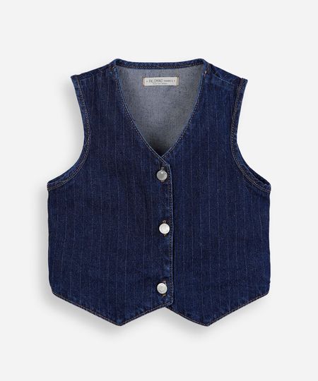 colete infantil jeans risca de giz azul 8 colete infantil jeans risca de giz azul 8