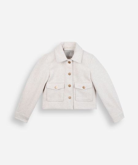 jaqueta infantil com bolsos texturizada bege 12