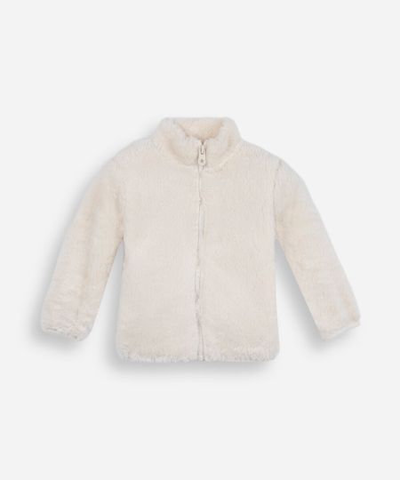 jaqueta infantil de pelúcia off white 5