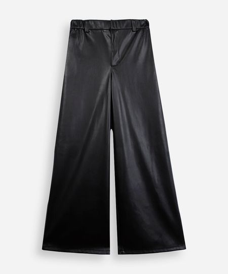 calça wide leg juvenil de poliuretano preta 16 calça wide leg juvenil de poliuretano preta 16