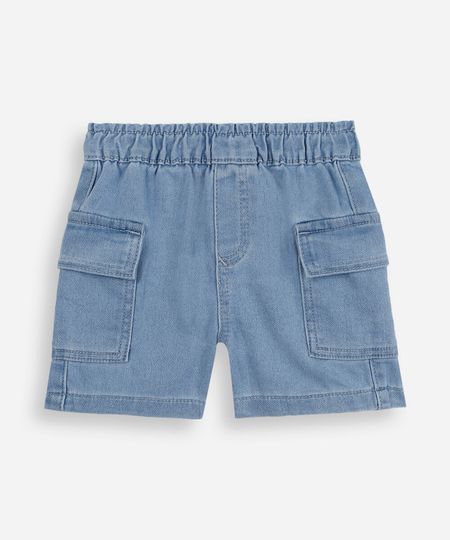short cargo infantil jeans azul 1