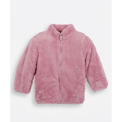 jaqueta infantil de pelúcia rosa