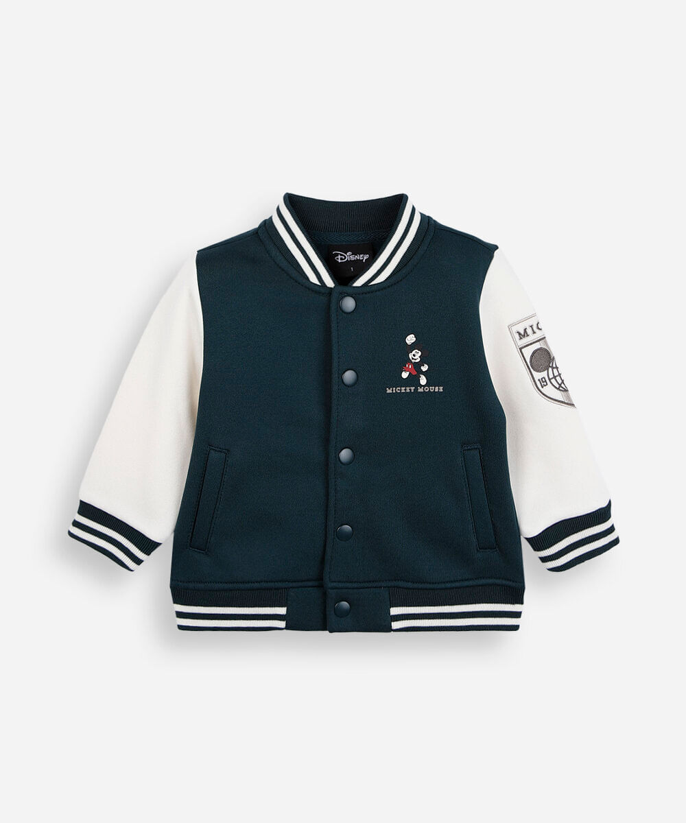 jaqueta bomber infantil de moletom mickey verde