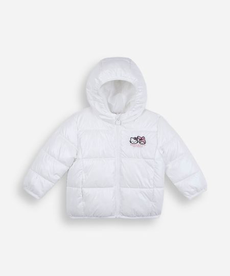 jaqueta puffer infantil com capuz hello kitty e amigos off white 2