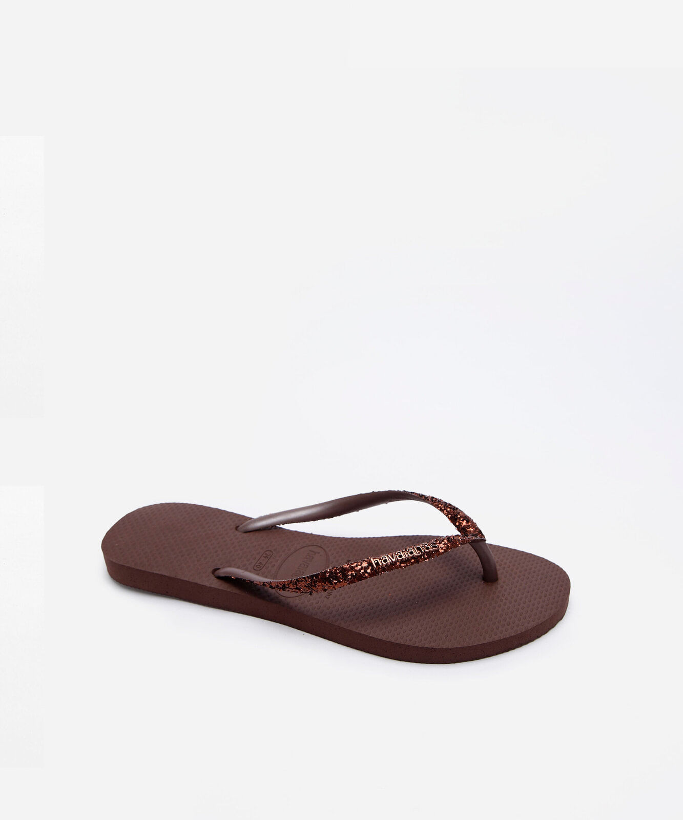 chinelo slim feminino com glitter havainas marrom