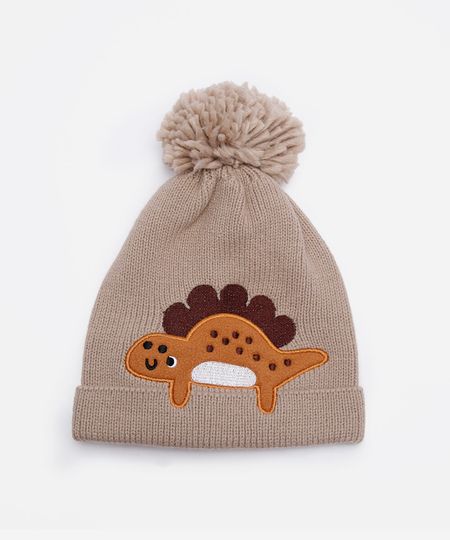 gorro infantil de tricot dinossauro bege UNICO gorro infantil de tricot dinossauro bege UNICO