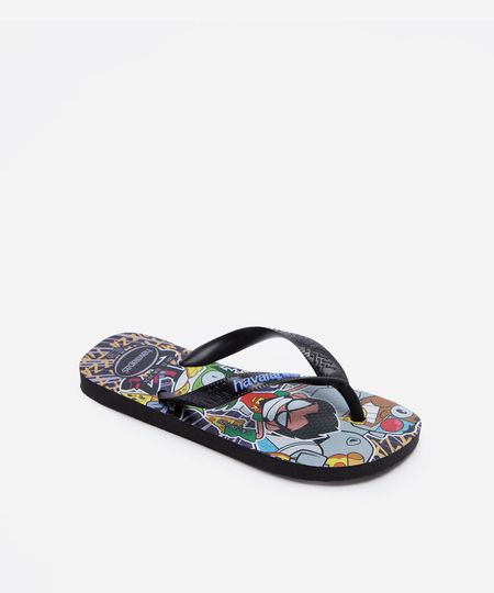 chinelo infantil havaianas estampado preto 27-28