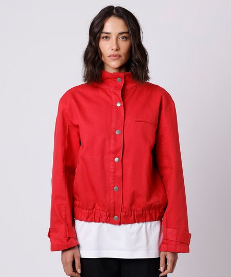 jaqueta feminina de sarja mindset vermelha PP