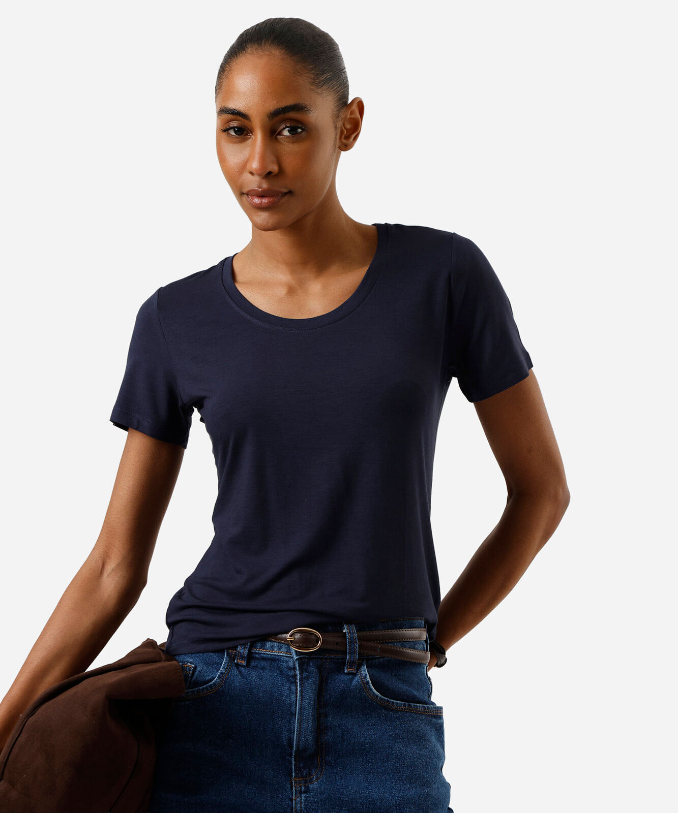 camiseta feminina lisa azul