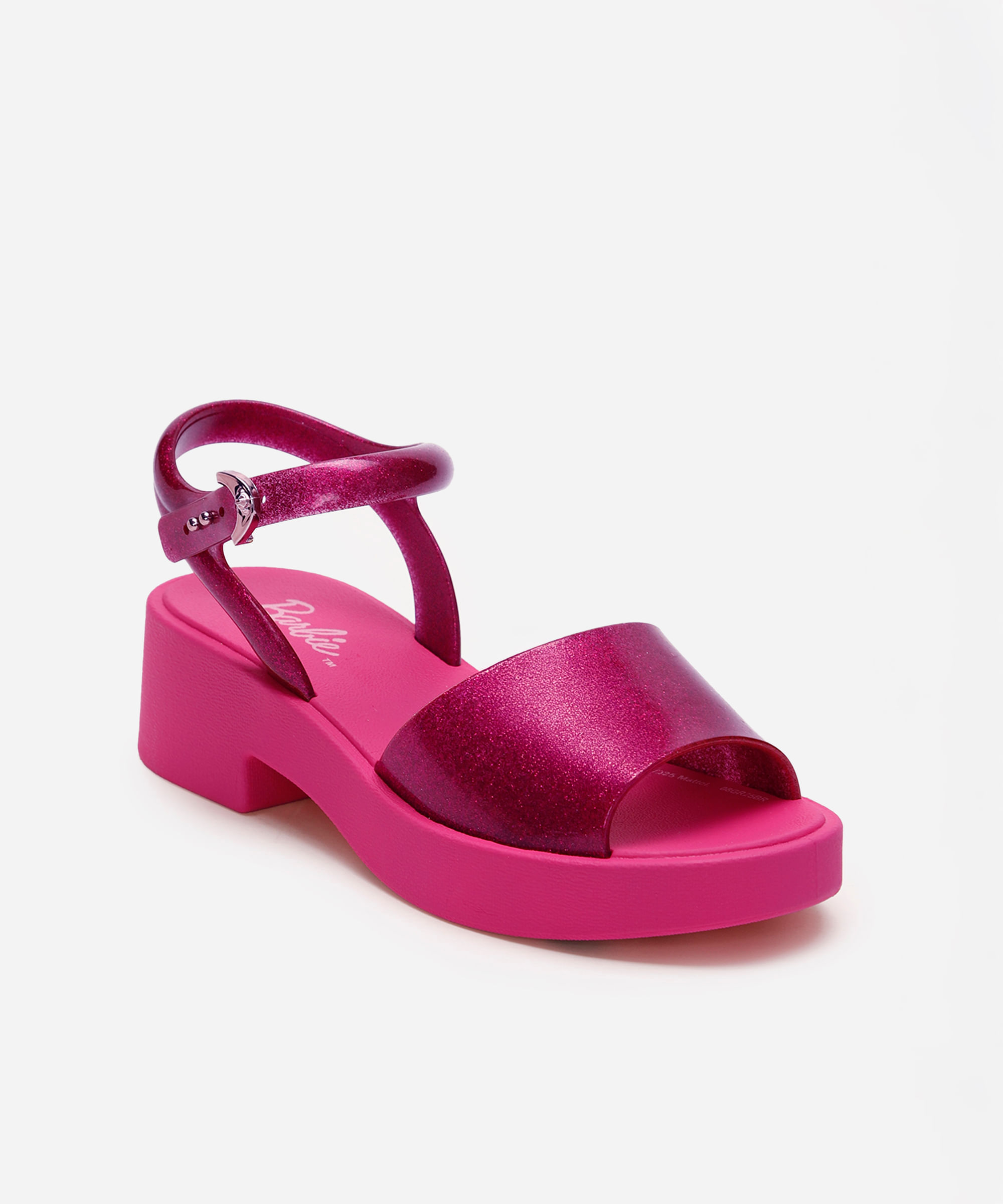 sandália infantil barbie com salto rosa