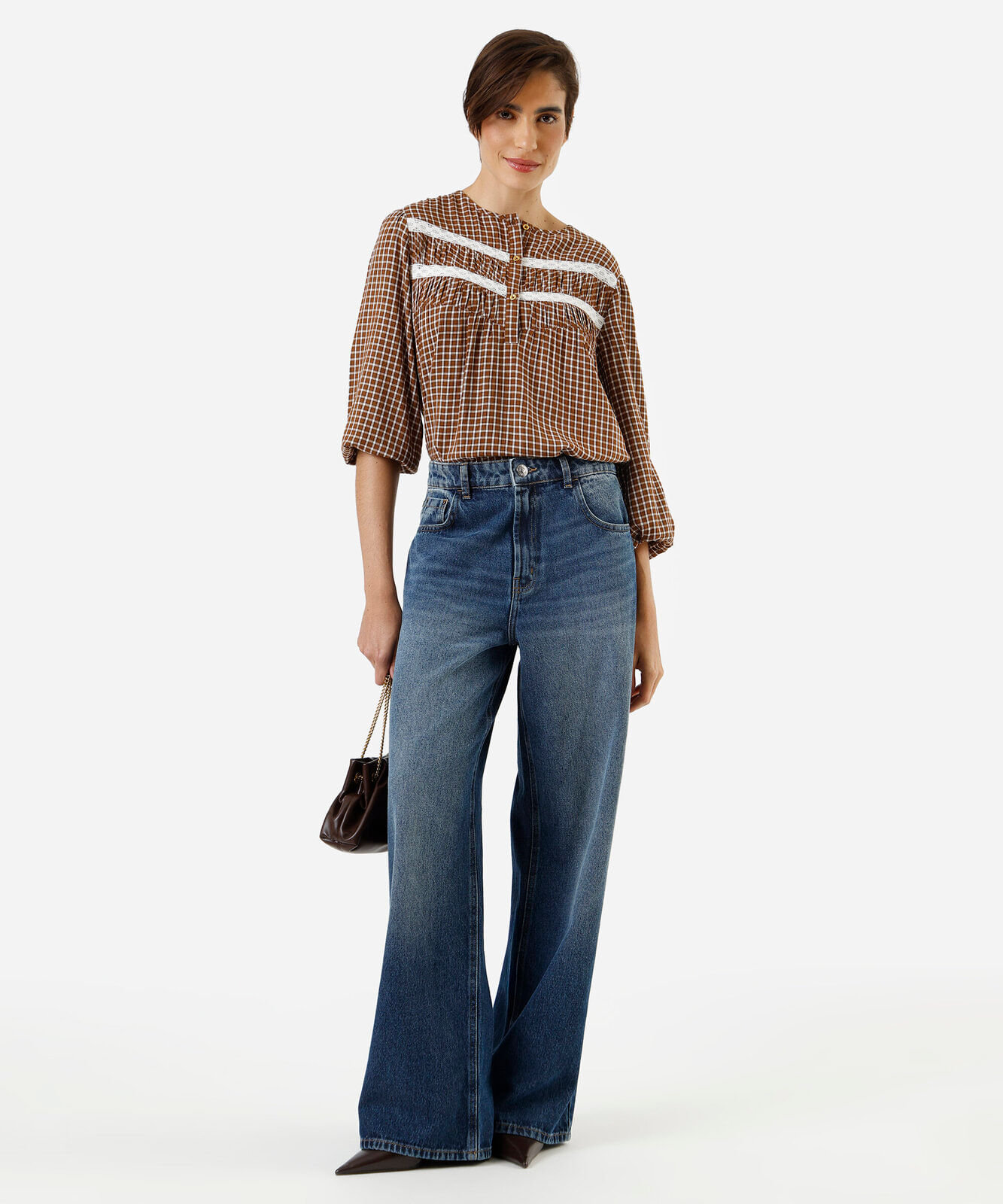 calça wide leg feminina jeans azul