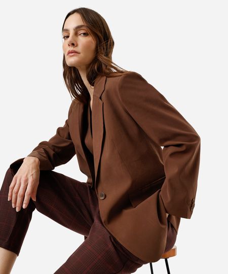 blazer de alfaiataria feminino clássico marrom G