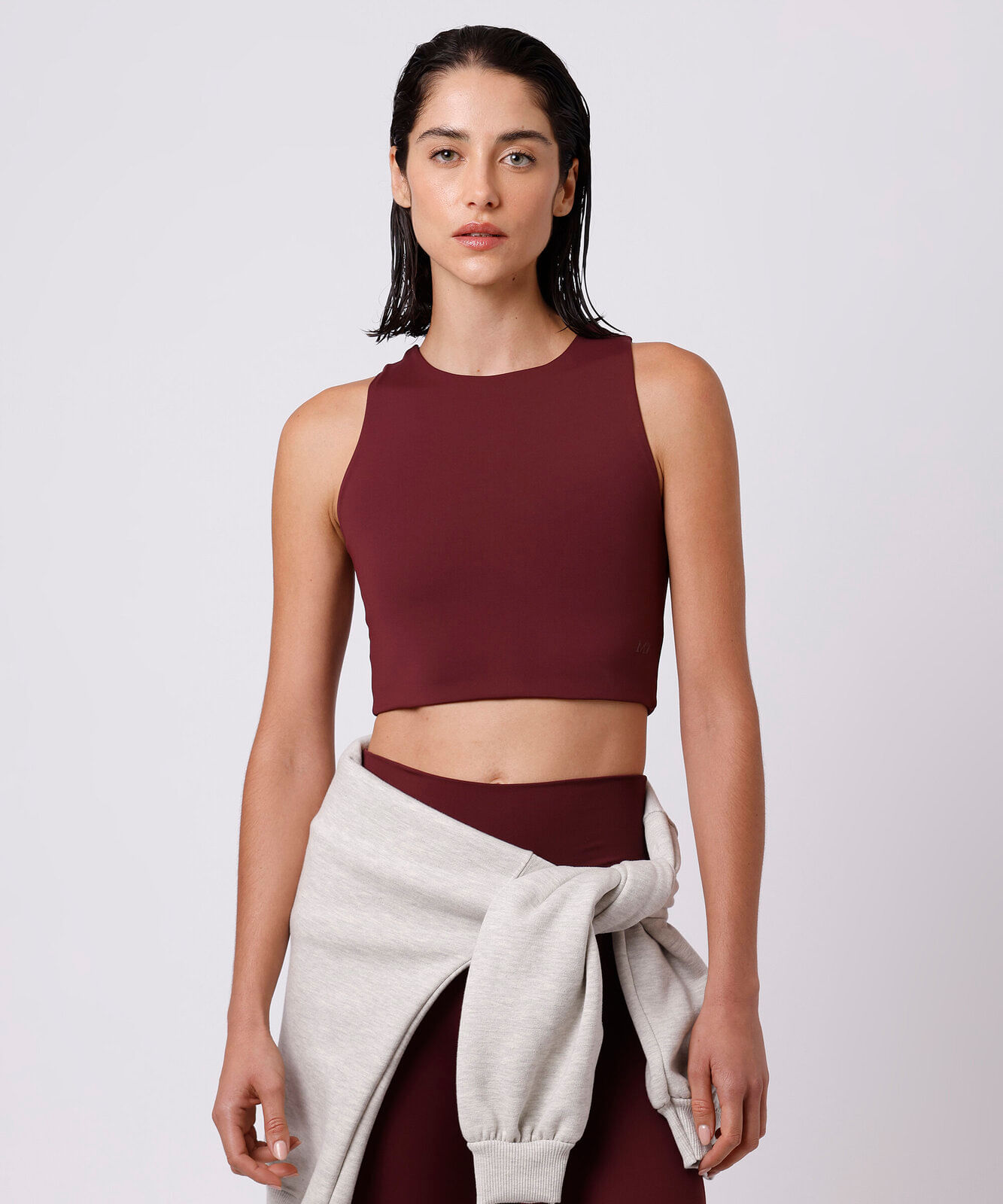 top esportivo feminino com recorte mindset sport vinho