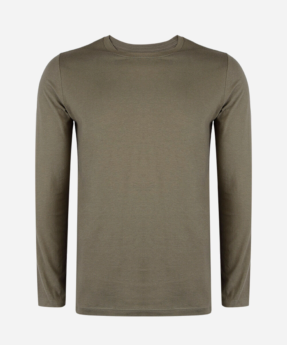 camiseta juvenil de algodão manga longa verde