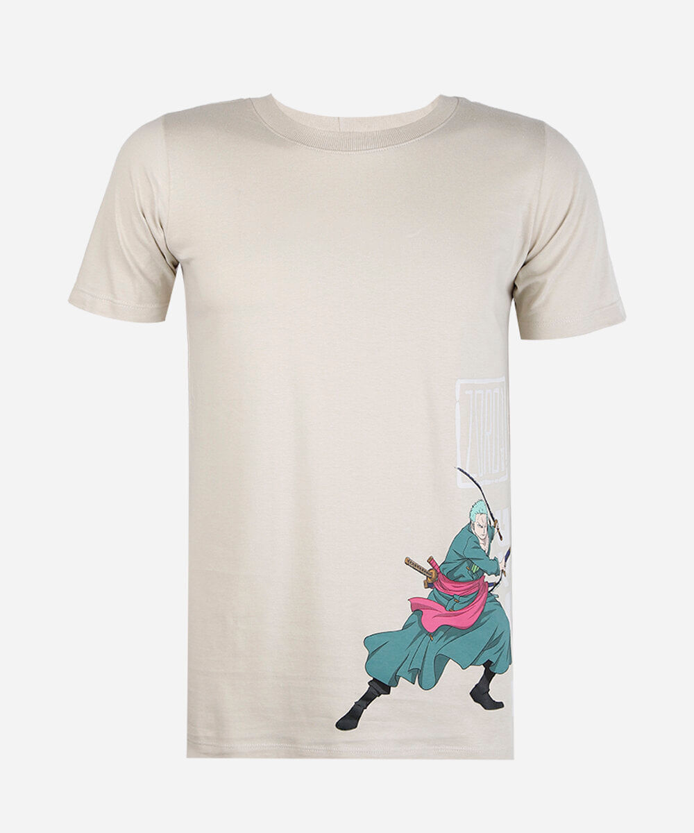 camiseta juvenil de algodão manga curta one piece bege