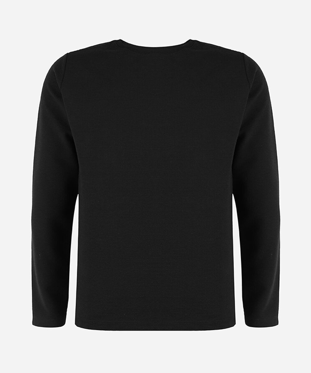 blusa juvenil manga longa canelada preta