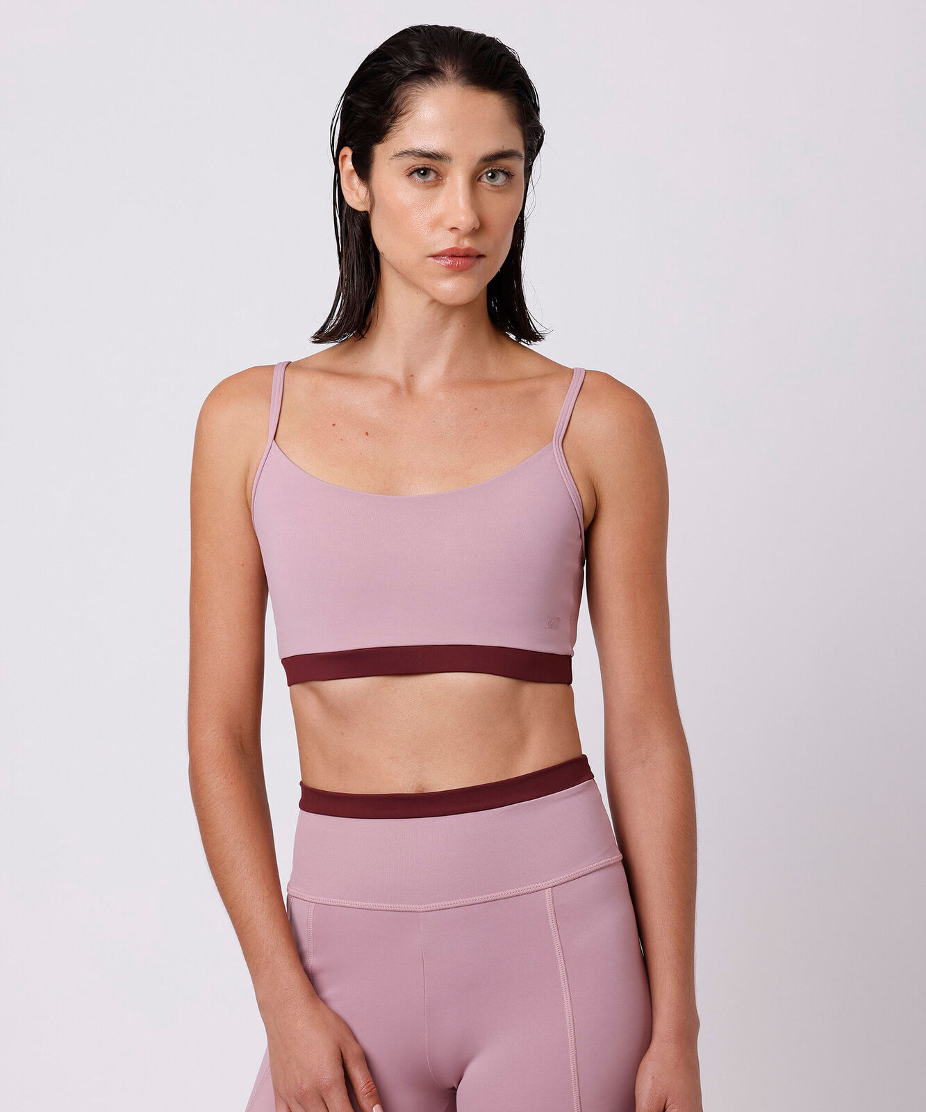 top esportivo feminino com recorte mindset sport rosa