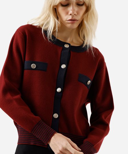 casaco feminino de tricot vinho G casaco feminino de tricot vinho G
