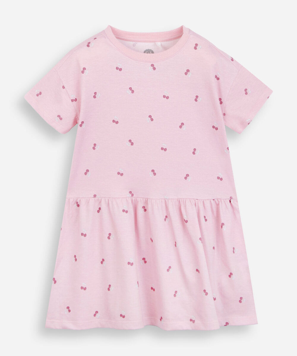 vestido infantil de algodão cerejas colorido