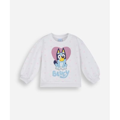 blusão infantil de moletom bluey com glitter off white