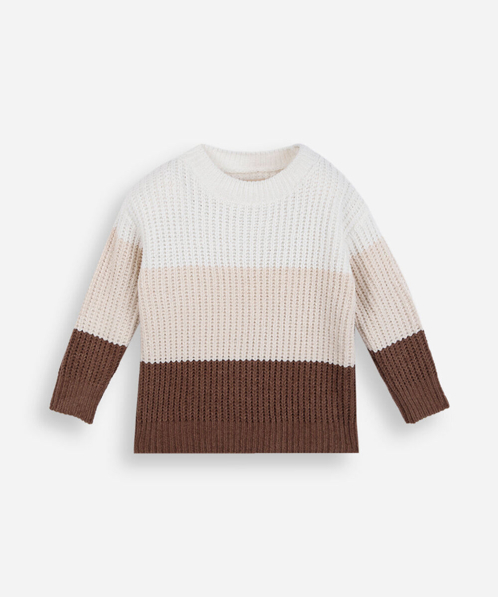 suéter de tricot infantil listrada marrom
