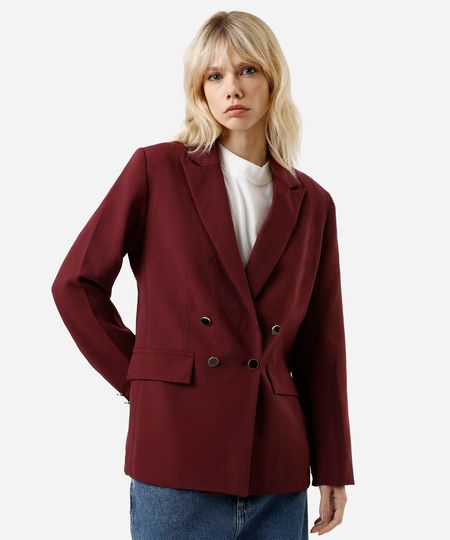 blazer de alfaiataria feminino botões dourados vinho M