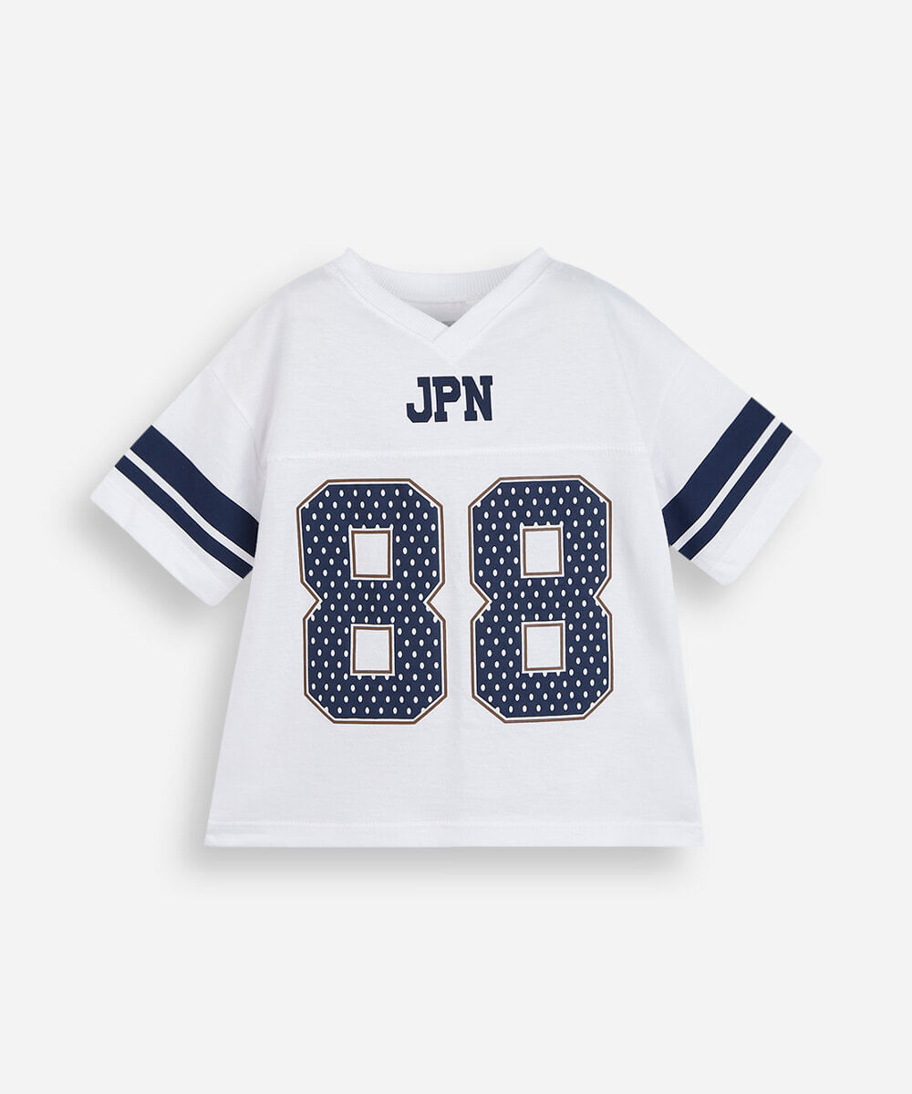 camiseta infantil futebol americano off white