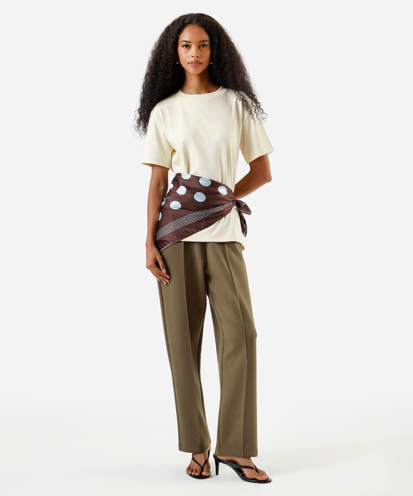 calça reta básica feminina com nervura verde