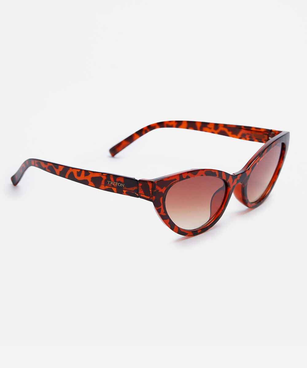 óculos de sol feminino gatinho de acetato tartaruga triton marrom