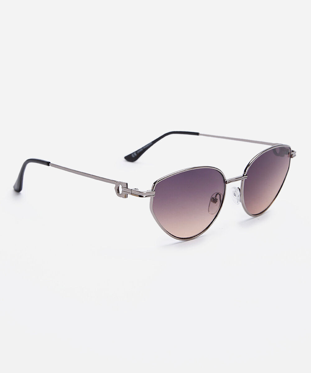 óculos de sol feminino oval de metal triton prateado