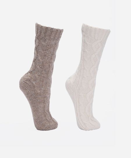 kit de 2 meias cano alto de tricot texturizadas colorido 34-39