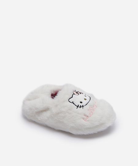 pantufa infantil de pelúcia hello kitty branca 23-24