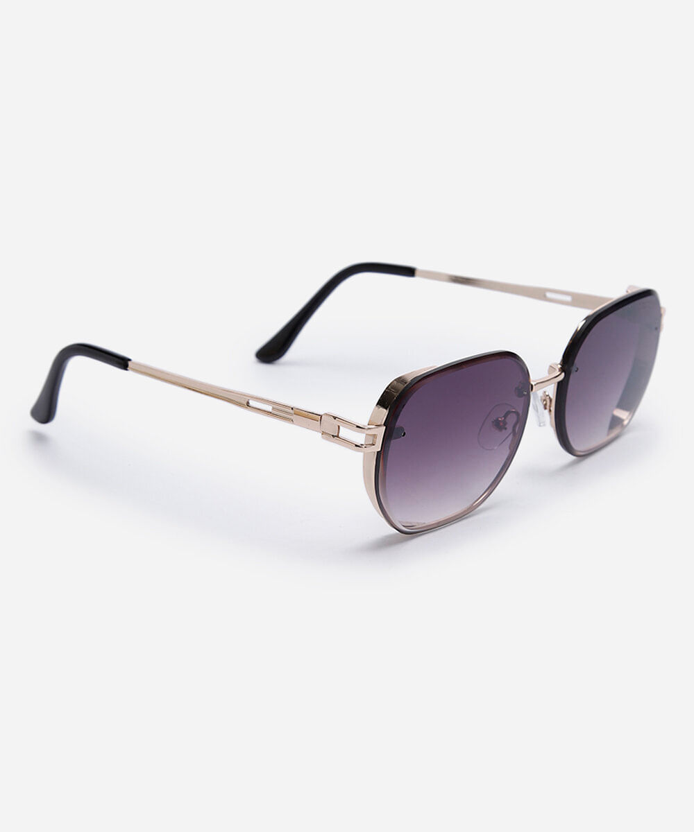 óculos de sol feminino quadrado de metal triton dourado