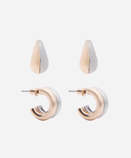 kit de 2 pares de brincos presenteáveis colorido UNICO