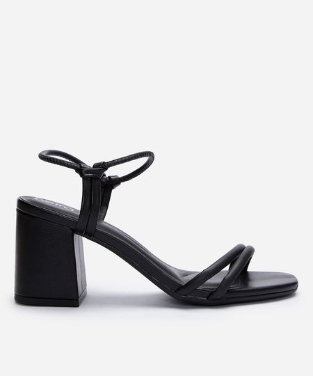 sandália salto grosso beira rio preta 34